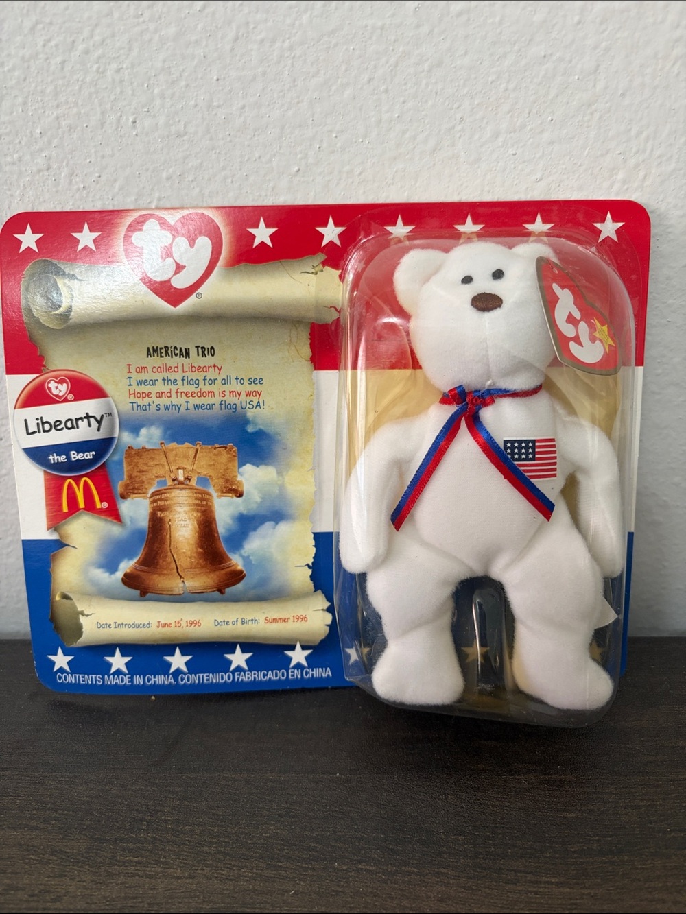 Vintage 2000 McDonald's Ty Libearty the Bear American Trio IN ORIGINAL PACKAGE